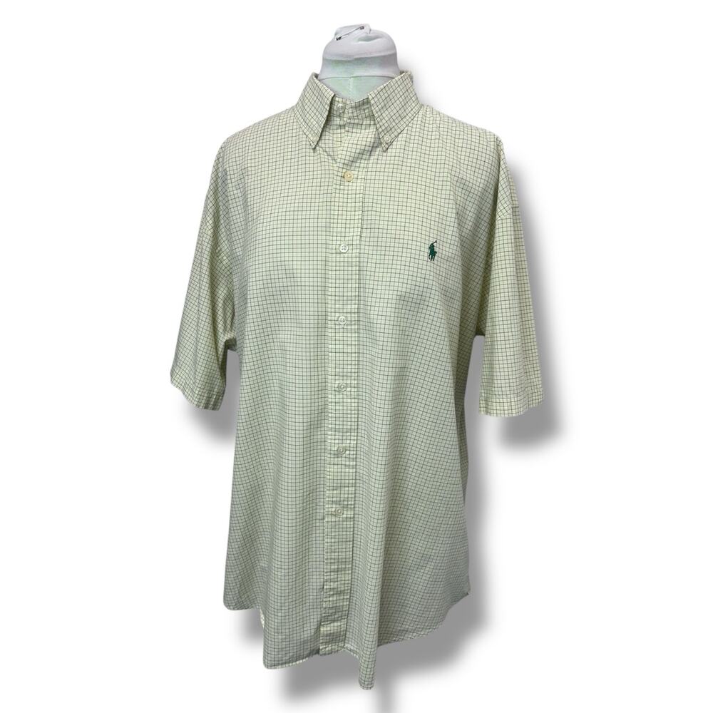 Ralph Lauren Mens Blake Short Sleeve Checkered Shirt 100% Cotton Yellow XL